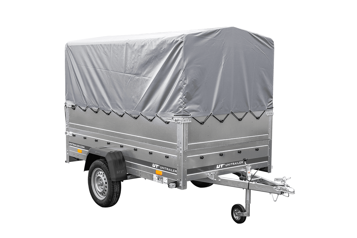 PKW-Anhänger 230x125 UNITRAILER GARDEN 230 FD mit BIS-Seiten, H-800-Gestell und grauer Plane