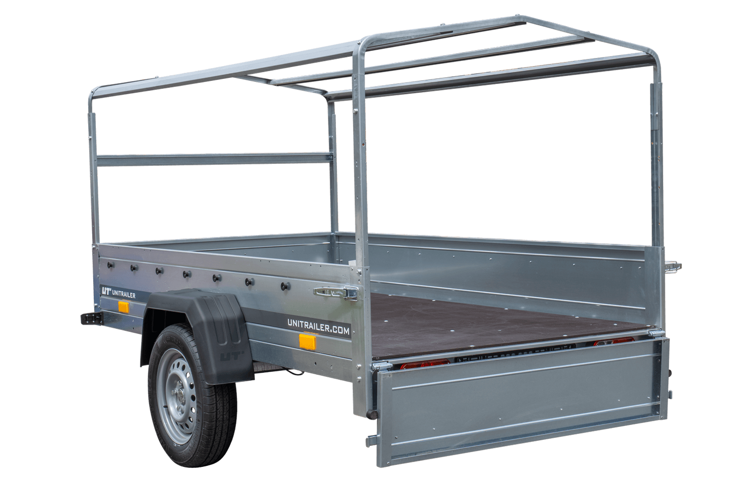 PKW-Anhänger GARDEN TRAILER 230 FD mit Stützrad, 80 cm hohem Spriegel und blauer Plane