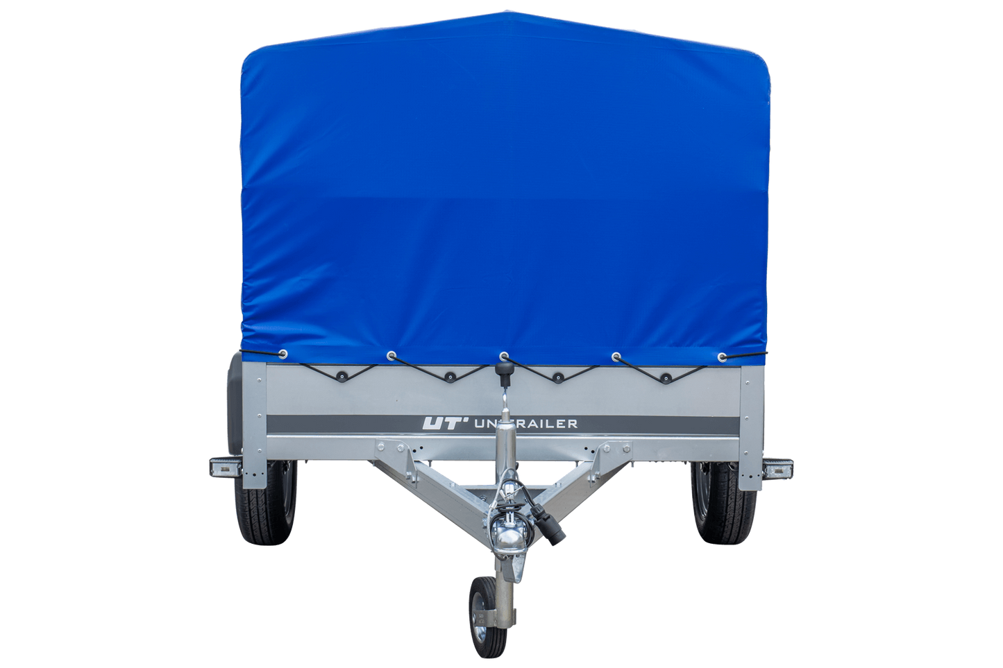 PKW-Anhänger GARDEN TRAILER 230 FD mit Stützrad, 80 cm hohem Spriegel und blauer Plane