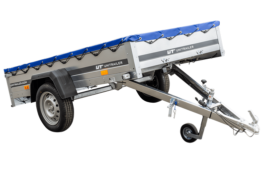 Pkw-Kippanhänger Garden Trailer 230 KIPP [230 cm x 125 cm] mit Flachplane, Stützrad und Planenträger