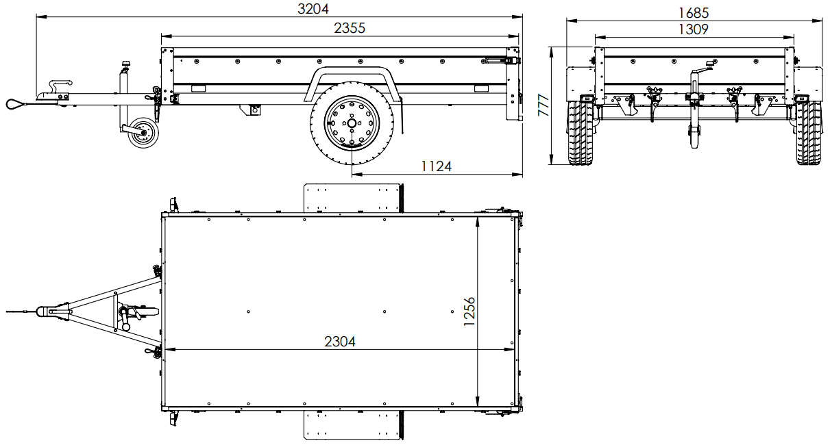 Pkw-Kippanhänger Garden Trailer 230 KIPP [230 cm x 125 cm] mit Flachplane, Stützrad und Planenträger