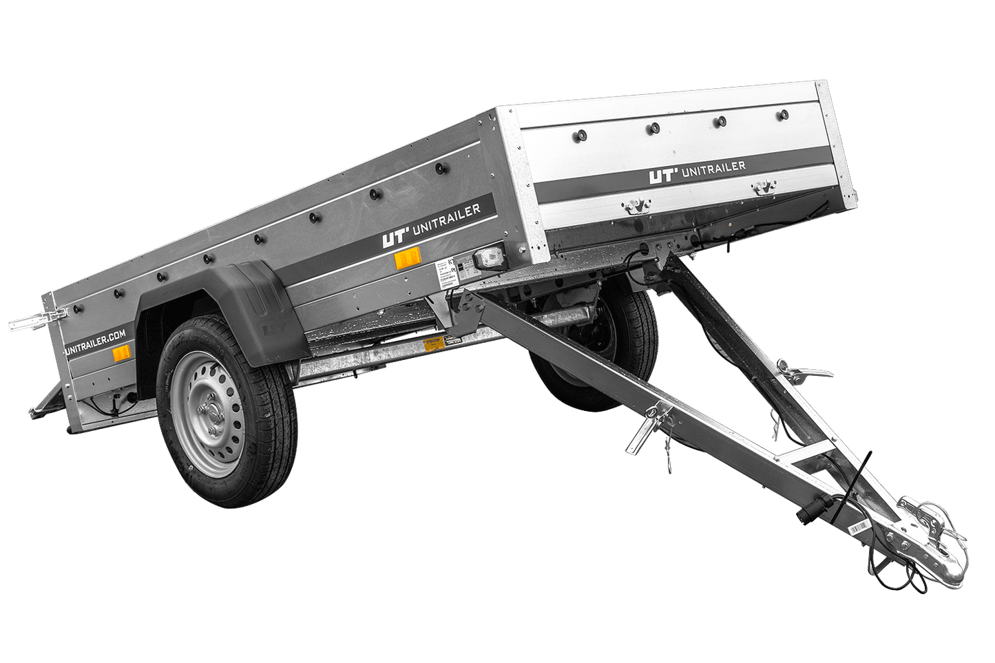 Einachsiger Anhänger 230x125 UNITRAILER GARDEN 230 KIPP mit Bordwandaufsatz und Aludeckel