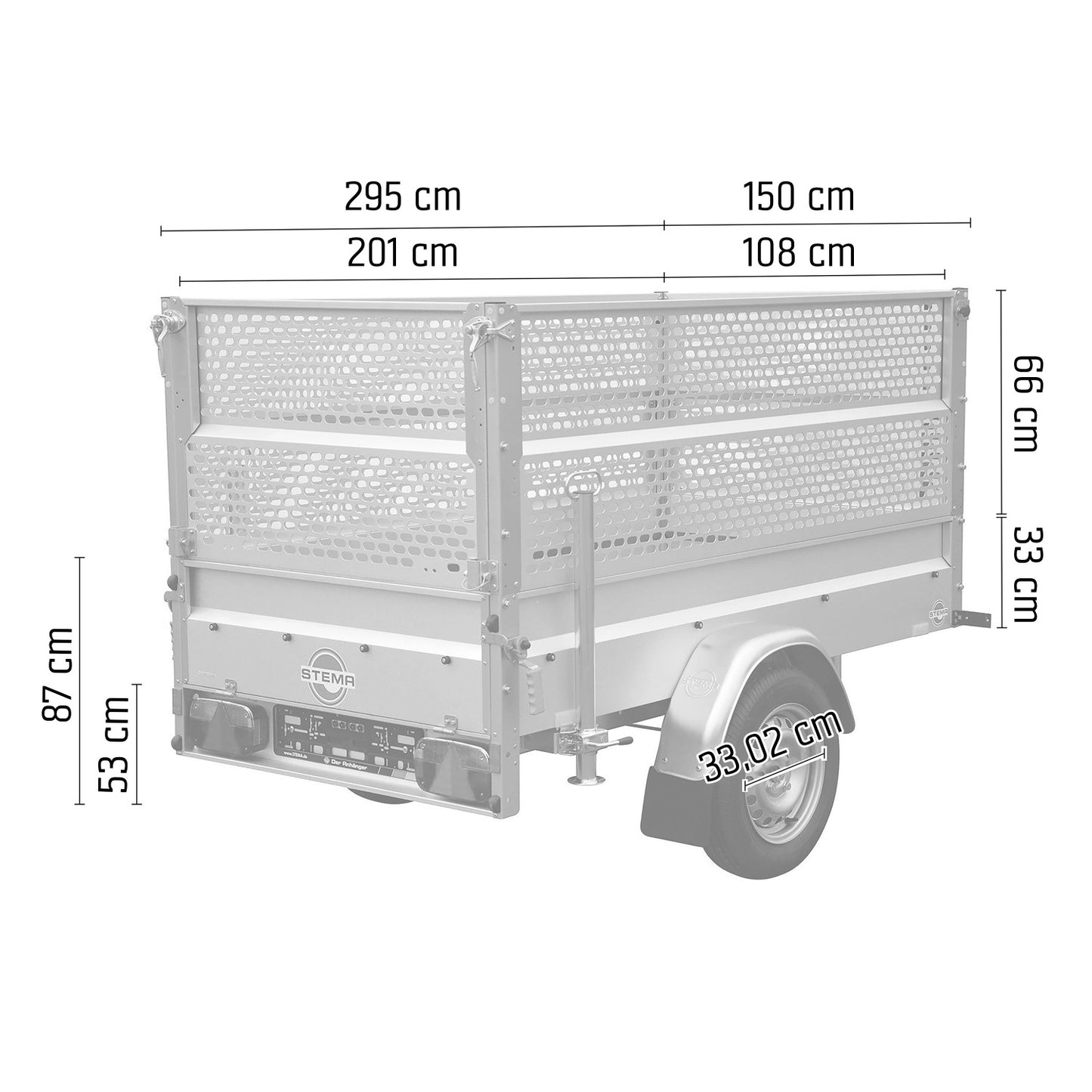 Stema Anhänger Basic 1000 mit Gitteraufsatz